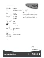 Предварительный просмотр 2 страницы Philips AJ 3190 Specifications