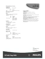 Preview for 2 page of Philips AJ 3940/05 Specifications