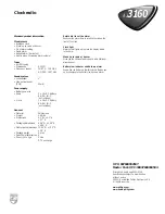 Предварительный просмотр 2 страницы Philips AJ3160 Specifications