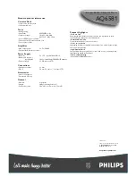 Preview for 2 page of Philips AQ 6513 Specifications