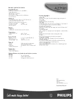 Предварительный просмотр 2 страницы Philips AZ 7181/00 Specification Sheet