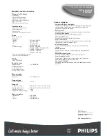 Preview for 2 page of Philips AZ1007 Specifications