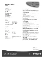 Preview for 2 page of Philips AZ1602 Specifications