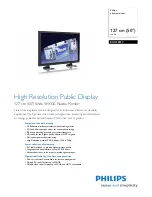 Preview for 1 page of Philips BDH5021V Specification Sheet