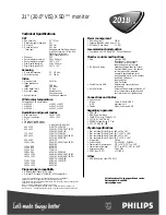 Preview for 2 page of Philips Brilliance 201B10 Specification Sheet