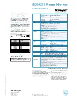 Предварительный просмотр 2 страницы Philips Brilliance BDS4211 Technical Specifications