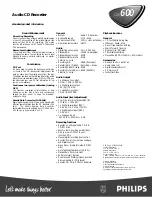 Preview for 2 page of Philips CDR-600 Specifications