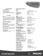 Preview for 2 page of Philips CDR-778 Specifications