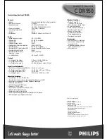 Preview for 2 page of Philips CDR950 Specifications