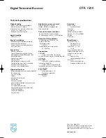 Preview for 2 page of Philips DTR 1500 Technical Specifications