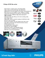 Preview for 1 page of Philips DVD VIDEO RECORDER DVDR985A99 Specifications