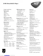 Preview for 2 page of Philips DVD963SA Specifications