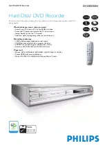 Preview for 1 page of Philips DVDR3350H Specifications