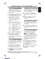 Preview for 65 page of Philips DVDR3455H User Manual