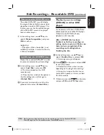 Preview for 47 page of Philips DVDR3510V User Manual