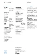 Preview for 2 page of Philips DVDR610 Technical Specifications