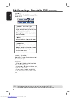 Preview for 74 page of Philips DVDR7250H User Manual