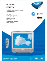 Philips FlatTV 15PF7835/12 Specification Sheet preview