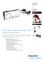 Предварительный просмотр 1 страницы Philips GoGear LUXE SA2422BT Brochure & Specs