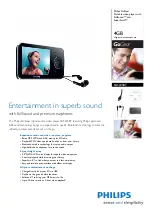 Предварительный просмотр 1 страницы Philips GoGear SA5245BT Brochure & Specs