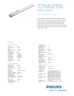 Philips HF-Regulator Intelligent Touch DALI for TL5/TLD/PL-L lamps Specification предпросмотр