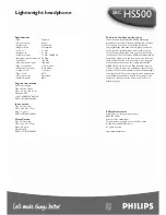 Preview for 2 page of Philips HS-500 Specifications