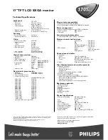 Предварительный просмотр 2 страницы Philips LCD SXGA Monitor 170S170S Specifications