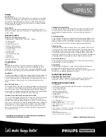 Предварительный просмотр 2 страницы Philips Magnavox 19PR15C Specification Sheet