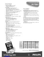 Preview for 2 page of Philips matchline VR708A Specifications