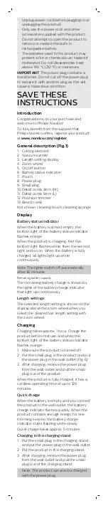 Preview for 3 page of Philips Norelco BT7515 Manual