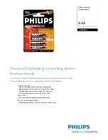 Philips Power Life LR03PB4C Specifications предпросмотр