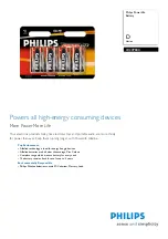 Philips Power Life LR20PB4C Specification Sheet предпросмотр