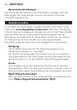 Preview for 16 page of Philips RQ11 IIB Series Important Information Booklet