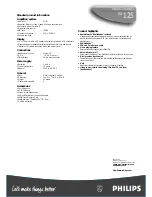 Preview for 2 page of Philips SA 125 Specifications