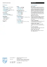Preview for 2 page of Philips SBA220 Specifications