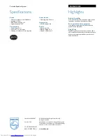 Preview for 2 page of Philips SBCBA109/00 Specifications