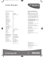 Предварительный просмотр 2 страницы Philips SBCBC8210/06 Specifications