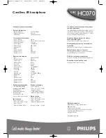 Предварительный просмотр 2 страницы Philips SBCHC070/25 Specifications