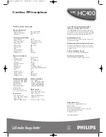 Preview for 2 page of Philips SBCHC400/00 Specifications