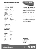 Preview for 2 page of Philips SBCHC8350 Specifications