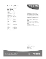 Preview for 2 page of Philips SBCHE240/00 Specifications