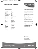 Preview for 2 page of Philips SBCHP910/00 Specifications