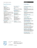 Предварительный просмотр 2 страницы Philips SE4353S Specification Sheet