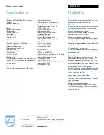 Preview for 2 page of Philips SHB6017 Specifications