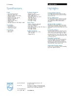 Preview for 2 page of Philips SHM7110U Specifications