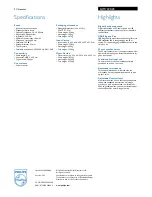 Preview for 2 page of Philips SHM7405 Specifications