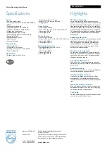 Предварительный просмотр 2 страницы Philips SHN2500 Specification Sheet