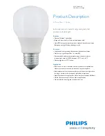 Предварительный просмотр 1 страницы Philips Softone ESaver T-shape Product Description