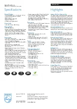 Preview for 2 page of Philips SPF5010 Specification Sheet