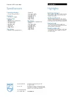 Preview for 2 page of Philips SVC2540 Specification Sheet